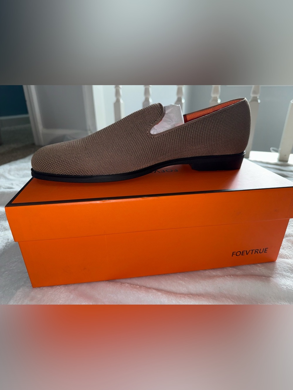 Men's Taupe Knit Loafer with Gold Accent - Picture 3 of 6